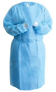 Isolation Gown Tie-Back Medium Knit Cuff Sky Blue 10/pk. - MARK3